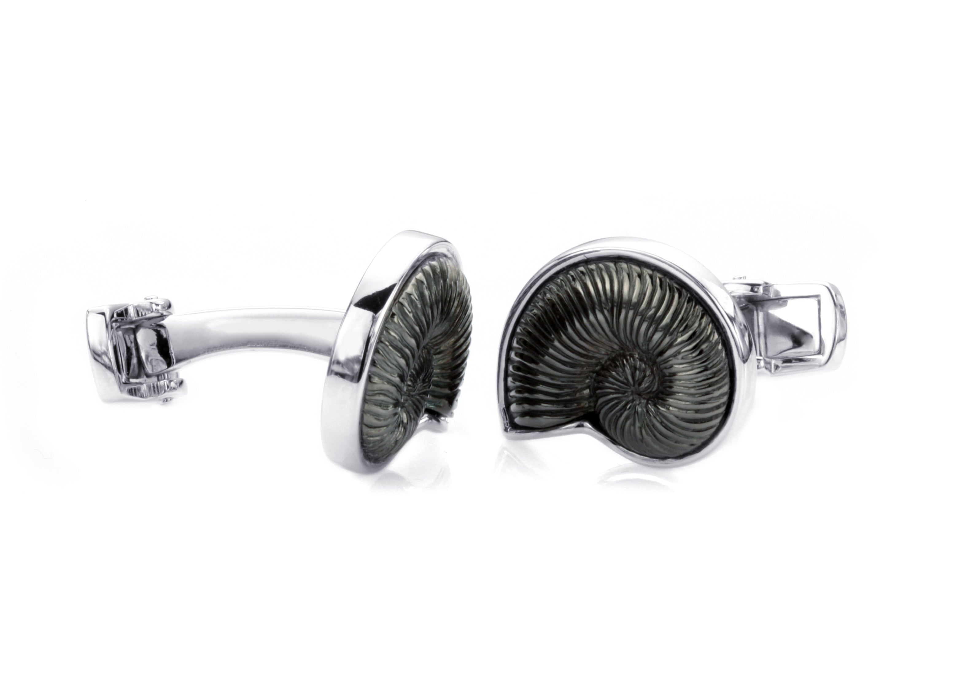 BROOKE – Silver Ammonite Cufflinks Jewelry